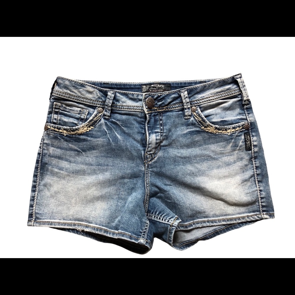 Silver Suki Denim Women‘s shorts size 31 Embroidered Pockets